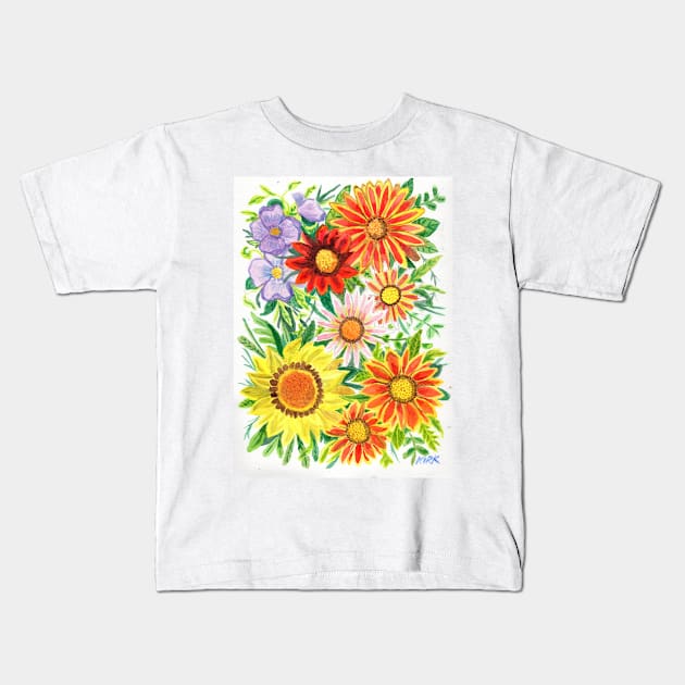 A Burst of Flowers Kids T-Shirt by jerrykirk